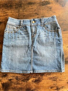 •Cache denim studded mini skirt• Size 4